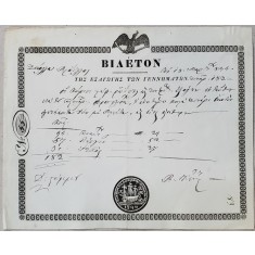 BILET PENTRU EXPORTUL CEREALELOR, BRAILA, 1844