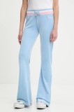 Juicy Couture pantaloni de trening din velur CHRISTINE STRIPE LOW RISE uni, JCWBJ225352