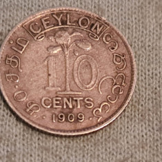 Ceylon - 10 cents 1909 - ag.