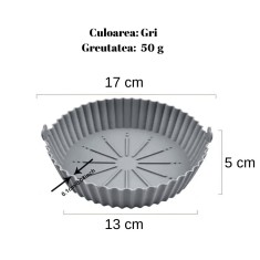 Tava de Copt din Silicon Koken, Rezistenta la Temperaturi Inalte, Friteuza/Cuptor/Microunde, Reutilizabila, Gri - 1 Tava 13 x17 cm