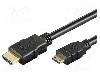 Cablu HDMI - HDMI, HDMI mini mufa, HDMI mufa, 3m, negru, Goobay - 31933