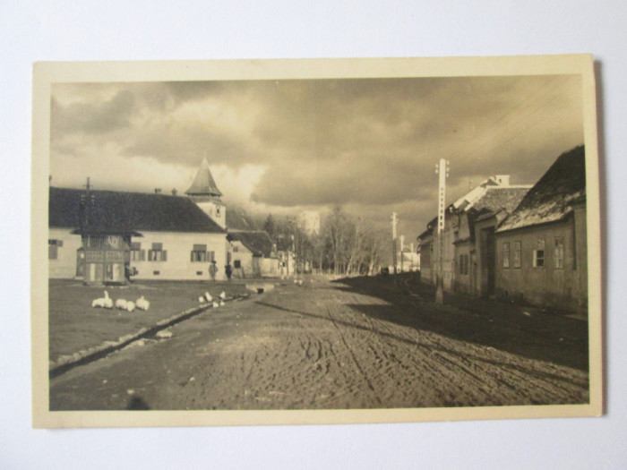 Rara! Carte postala foto Ghimbav/Brasov anii 30-biserica protestanta,scrisă 1951