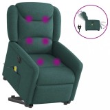 VidaXL Fotoliu electric masaj rabatabil / ridicare verde &icirc;nchis textil