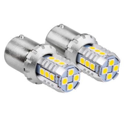 Bec semnalizare AMIO LED Canbus, BA15S P21W R10W R5W Alb 12V/24V, 3030 16SMD 1156, set 2 buc foto