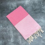 Prosop Fouta Plajă &amp; Spa Roz cu dungi albe 200 x 100 cm
