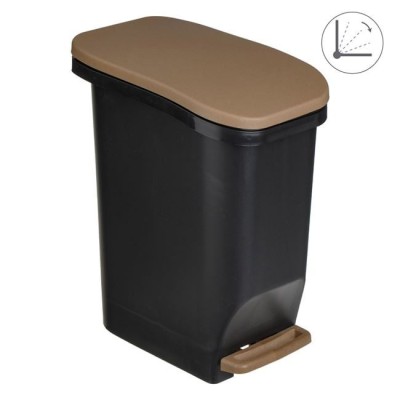 Cos din Plastic pentru Baie Paralelogram Negru Mat cu Capac 7lt foto