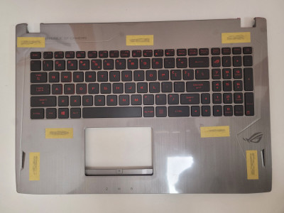Carcasa superioara cu tastatura palmrest Laptop, Asus, ROG FX502VS, FX502VT, FX502VY, FX60VM, 90NB0DD6-R31UI0, 13NB0DR6AP0111, iluminata, layout US foto