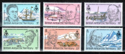 BAT Ter. Antarctic Britanic 1980, Mi #78-83**, Societatea Regala de Geografie, navigatie, corabii, MNH! Cota 4,50 &amp;euro;! foto