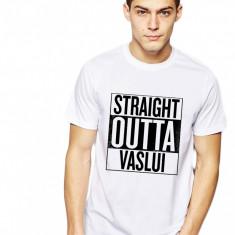 Tricou alb barbati - Straight Outta Vaslui - S