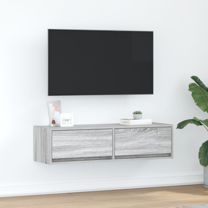 Gossi dulap tv, gri sonoma, 100x31x25,5 cm, lemn prelucrat