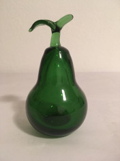 Para / fructe de sticla tip Murano, verde, 12 cm, bibelou, decor deosebit foto
