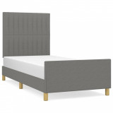 Cadru de pat cu tăblie, gri &icirc;nchis, 80x200 cm, textil