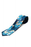 Cravata Matase Bleumarin Cu Flori CR008