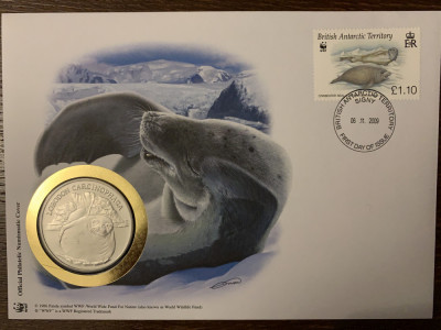 BAT - foca - FDC cu medalie, fauna wwf foto
