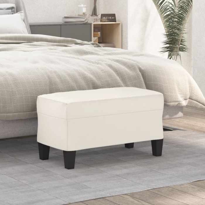 vidaXL Bancă, crem, 70x35x41 cm, piele ecologică