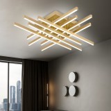 Lustra LED cu Telecomanda LINEX, 108W, Lumina 3000K/4000K/6000K, Dimabila, Auriu