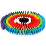 Domino 600 Piese Lemn Multicolor - Joc Educativ Copii 3+ Ani - Coordonare, Creativitate, Indemanare