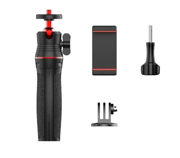 Mini trepied si selfie stick, Surewo, compatibil GoPro Hero 13,12,11,10,9, Insta360 X3, negru