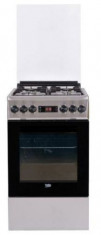 Aragaz Beko FSMT52320DXO, Gaz, 4 Arzatoare, Cuptor electric multifunctional, Aprindere electrica, Clasa A (Inox) foto