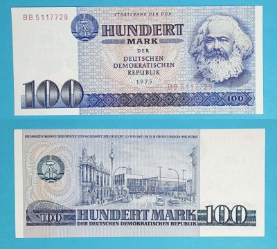 Germania RDG 100 Mark 1975 &amp;#039;Marx&amp;#039; UNC serie: BB 5117729 p#31 foto