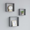 Rafturi cub de perete, 3 buc., gri, MDF