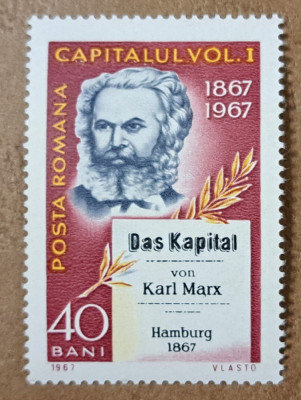 TIMBRE ROMANIA MNH LP661/1967 -100 de ani -CAPITALUL -de Karl Marx -Serie simplă foto