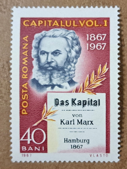 TIMBRE ROMANIA MNH LP661/1967 -100 de ani -CAPITALUL -de Karl Marx -Serie simplă