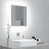 Gossi dulap de baie cu oglinda &amp; led, gri beton, 40x12x45 cm acril