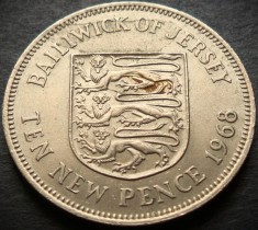 Moneda exotica 10 NEW PENCE - JERSEY, anul 1968 * cod 3259 B