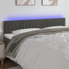 VidaXL Tăblie de pat cu LED, gri &icirc;nchis, 200x5x78/88 cm, catifea