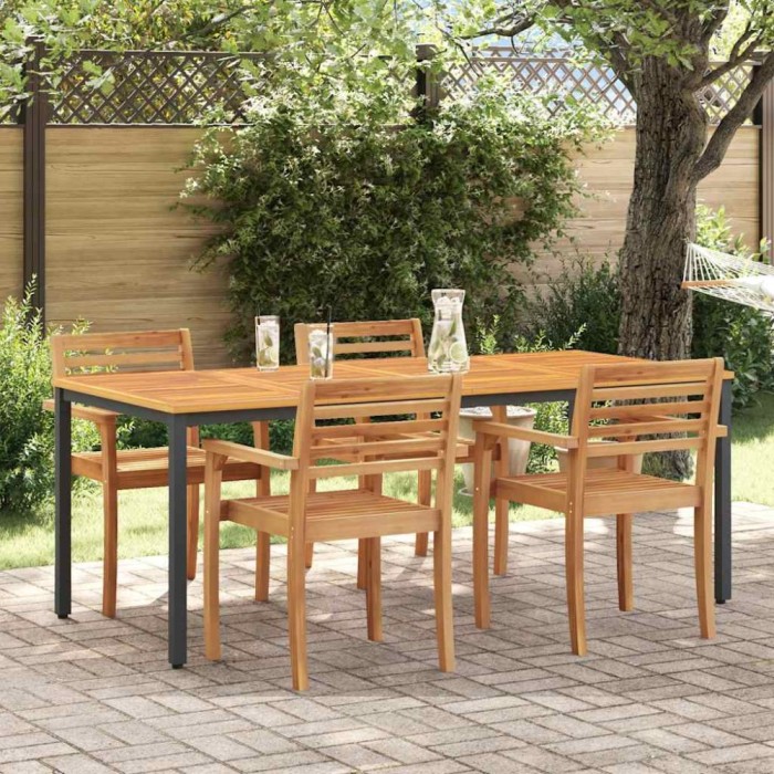 vidaXL Mese de exterior Natural și negru 200 x 90 x 75 cm