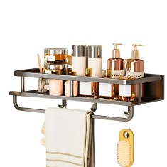 Organizator de perete cu suport prosop 30 cm, din otel inoxidabil, rezistent la rugina, include bara pentru prosoape