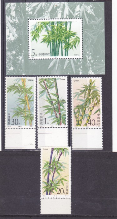 China 1993 - Mi-Nr. 2478-2481 &amp; Block 62 ** - MNH - Bambus