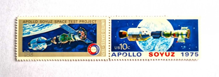 SUA Statele Unite bloc de 2 val. MNH 1975 timbre Spatiu Nave Apollo Soyuz 10 c