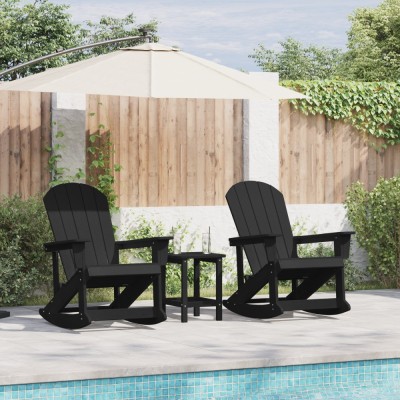 vidaXL Fotolii Adirondack Marmite 2 pcs Negru HDPE foto