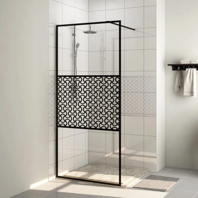 Paravan de duș walk-in negru 115x195 cm sticlă ESG transparentă foto