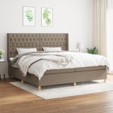 Cumpara ieftin Pat box spring cu saltea, gri taupe, 200x200 cm, textil