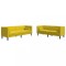 Set canapele Chesterfield cu perne rulou 2 piese galben catifea