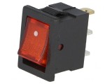 &Icirc;ntrerupător Rocker SPST ON-OFF 3A/250V cu Lampă Neon Roșie
