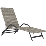 Outsunny Șezlong chaise longue din rășină impletită inclinabil și reglabil &icirc;n 4 niveluri &icirc;n formă de S, 156x62x96cm maro | Aosom Romania