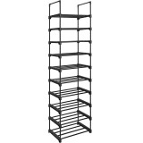 SONGMICS Raft de depozitare pantofi pe 10 niveluri, metal, instalare modulara, 30x45x174cm, negru Household NewTrend