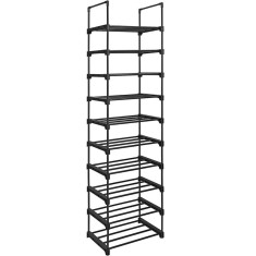 SONGMICS Raft de depozitare pantofi pe 10 niveluri, metal, instalare modulara, 30x45x174cm, negru Household NewTrend