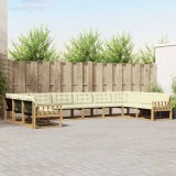 vidaXL Set de canapele de exterior cu pernă 10 pcs Alb și crem 3389112
