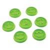 Set 7 forme de prajituri, flippy, model emoticoane smiley face, diferite expresii, 7.7 x 1.5 cm, din pp, verde
