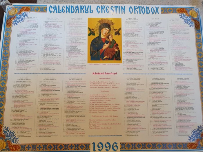 caledar ordotox anul 1996