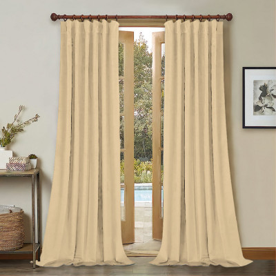 Draperie din catifea cu rejansa din bumbac tip fagure, Madison, 200x260 cm, densitate 700 g/ml, Coconut, 1 buc foto