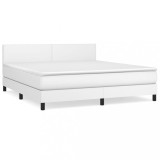 Cumpara ieftin Pat box spring cu saltea, alb, 180x200 cm, piele ecologica
