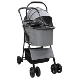 vidaXL Carucior pentru Pisici Pliante Ajustabil Gri 81 x 47 x 99 cm
