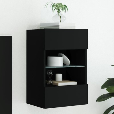 Gossi comoda tv de perete cu lumini led, negru, 40x30x60,5 cm foto