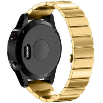 Curea ceas Smartwatch Garmin Fenix 7X / 6X / 5X Plus / 5X / 3 HR / 3, 26 mm Otel inoxidabil iUni Gold Link Bracelet foto